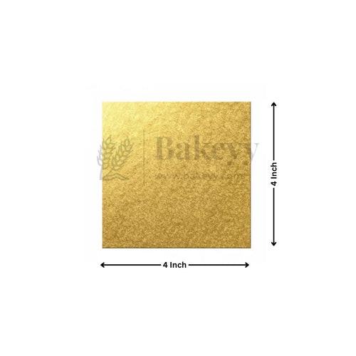 Square Gold Cake Base | Cake Board | Display Board for Cakes - Bakeyy.com - India - Square Gold Cake Base | Cake Board | Display Board for Cakes - 4 Inch | Pack of 100