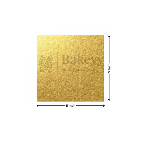 Square Gold Cake Base | Cake Board | Display Board for Cakes - Bakeyy.com - India - Square Gold Cake Base | Cake Board | Display Board for Cakes - 5 Inch | Pack of 50