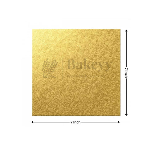 Square Gold Cake Base | Cake Board | Display Board for Cakes - Bakeyy.com - India - Square Gold Cake Base | Cake Board | Display Board for Cakes - 7 Inch | Pack of 25