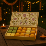 One Kg Sweet Box | 12x7x1.5 Inch | Elegant Floral Rectangle Gift Box with Golden Tray | Pink & Gold Accents 1 Piece