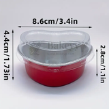 Aluminum Foil Baking Containers with Transparent Lid | Heart Tins | Bake N Serve | Pack of 100