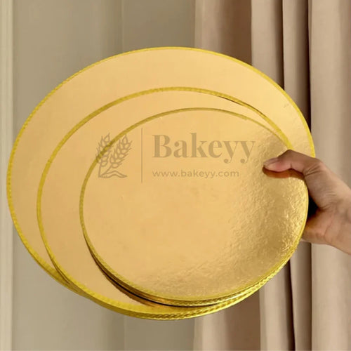 Round Gold Cake Base | Cake Board | Display Board for Cakes - Bakeyy.com - India - Round Gold Cake Base | Cake Board | Display Board for Cakes - 4 Inch | Pack of 50