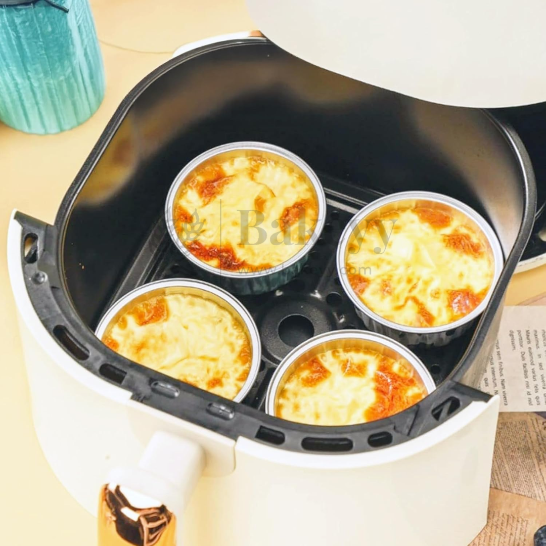 Aluminum Foil Baking Containers with Transparent Lid | Round Tins | Bake N Serve | Pack of 100