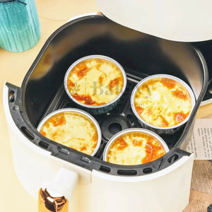 Aluminum Foil Baking Containers with Transparent Lid | Round Tins | Bake N Serve | Pack of 100 - Bakeyy.com - India - Aluminum Foil Baking Containers with Transparent Lid | Round Tins | Bake N Serve | Pack of 100 - Light Blue / 125 ml