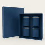 26x26x11 cm | Rigid Square Shaped Gift Box with 4 Tin Jars | Hamper Box | Navy Blue | 1 Piece