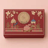 One Kg Sweet Box | 12x7x1.5 Inch | Royal Maroon Peacock Rectangle Gift Box with Golden Tray | 1 Piece