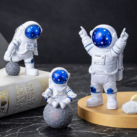 Astronaut Cake Topper Set | Gold, Silver & Blue Variants | Space Theme Decoration | Pack of 1