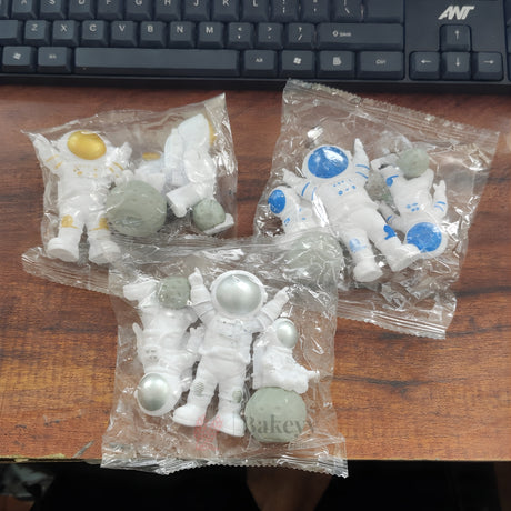 Astronaut Cake Topper Set | Gold, Silver & Blue Variants | Space Theme Decoration | Pack of 1