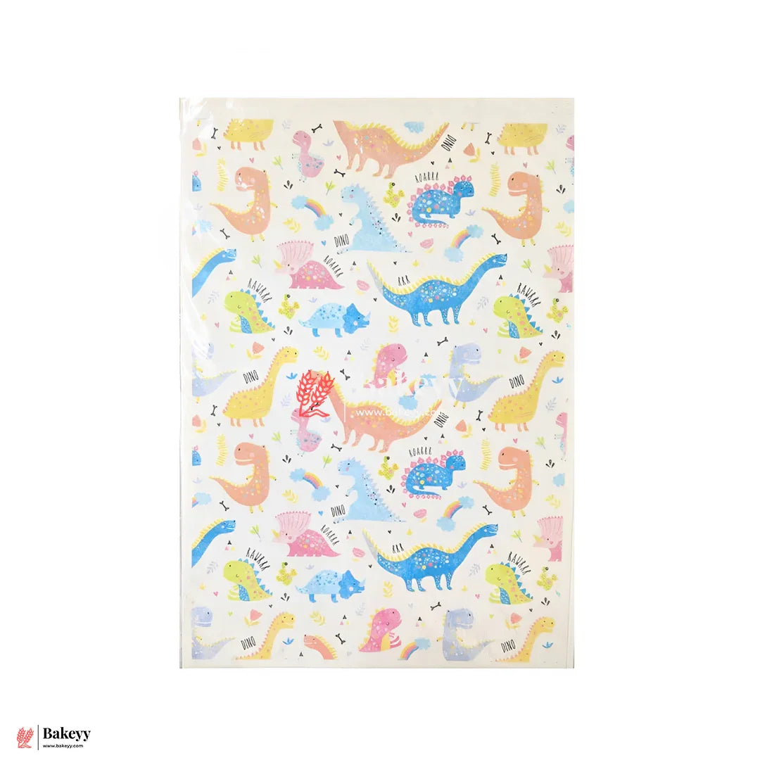 Colorful Dinosaur Edible Cake Sheet – Fun Cartoon Design | Pack Of 1