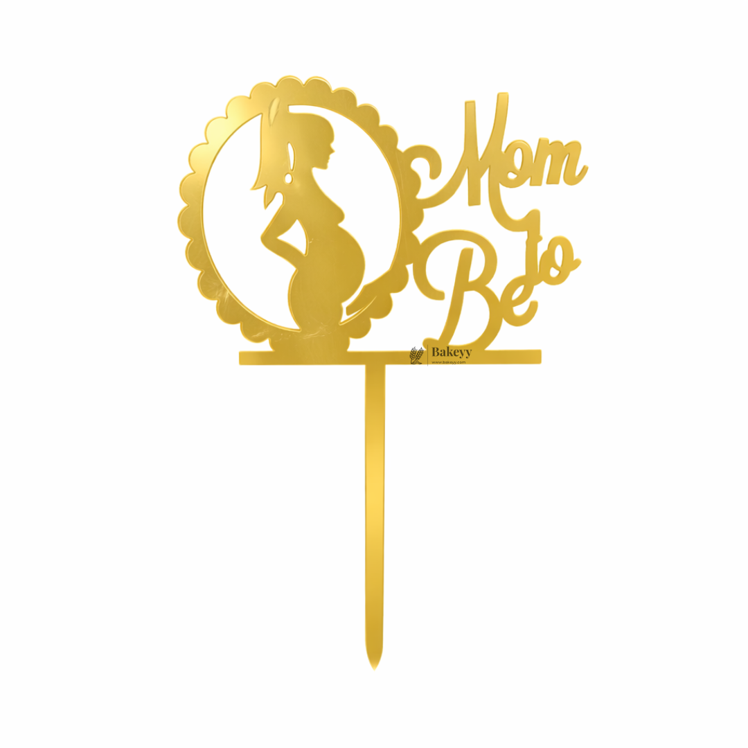4 Inch Gold Acrylic Baby Shower Cake Topper | Oh Baby, Mom To Be & Baby Shower Designs | Pack of 5