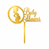 4 Inch Gold Acrylic Baby Shower Cake Topper | Oh Baby, Mom To Be & Baby Shower Designs | Pack of 5