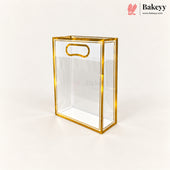 Transparent PVC Gift Bag with Oval-Cut Handle | Gold & Silver | Pack of 12