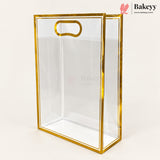 Transparent PVC Gift Bag with Oval-Cut Handle | Gold & Silver | Pack of 12