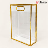 Transparent PVC Gift Bag with Oval-Cut Handle | Gold & Silver | Pack of 12