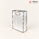 Transparent PVC Gift Bag with Oval-Cut Handle | Gold & Silver | Pack of 12