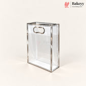 Transparent PVC Gift Bag with Oval-Cut Handle | Gold & Silver | Pack of 12