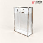 Transparent PVC Gift Bag with Oval-Cut Handle | Gold & Silver | Pack of 12