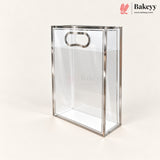 Transparent PVC Gift Bag with Oval-Cut Handle | Gold & Silver | Pack of 12