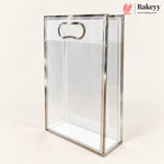 Transparent PVC Gift Bag with Oval-Cut Handle | Gold & Silver | Pack of 12