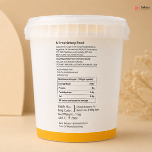 Container with nutritional information and branding on a beige background