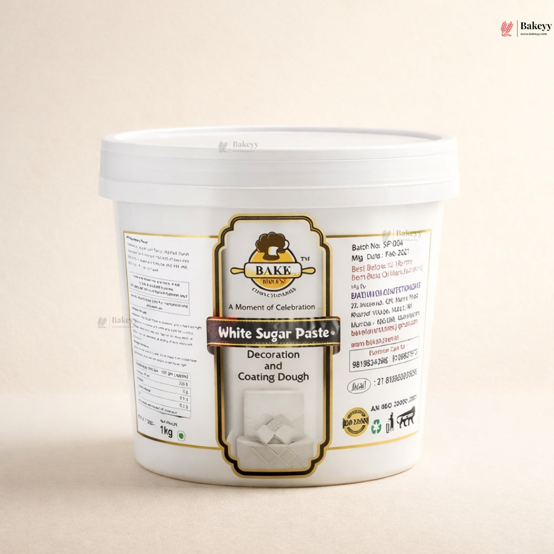 Bake haven White Sugar Paste | Professional Sugar Paste | 1 Kg | Pack of 1