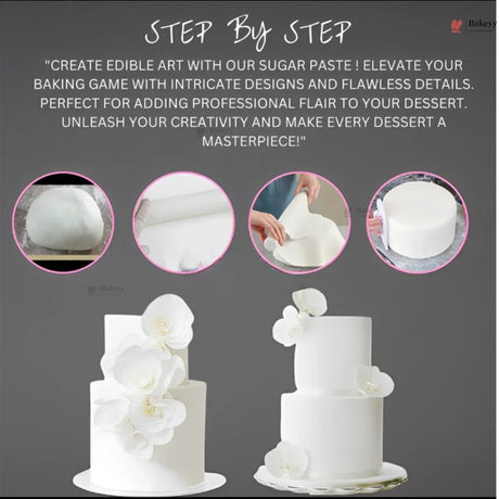 Bake haven White Sugar Paste | Professional Sugar Paste | 1 Kg | Pack of 1