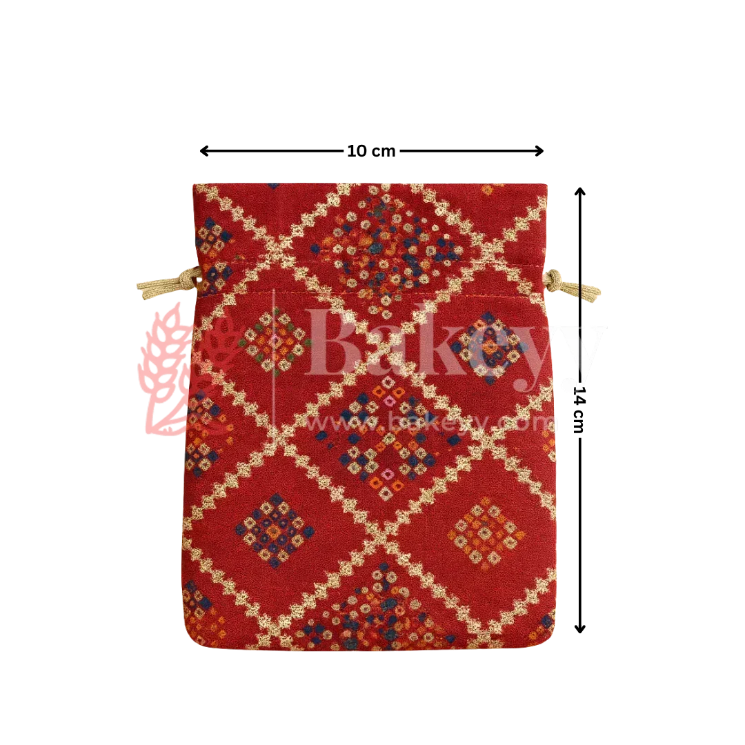 Bandhini Print Potli Bags | Perfect for Festive Gifting | Pack of 10 - Bakeyy.com - India - Bandhini Print Potli Bags | Perfect for Festive Gifting | Pack of 10 - Yellow / 10x14 cm 150.00