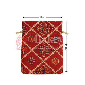 Bandhini Print Potli Bags | Perfect for Festive Gifting | Pack of 10 - Bakeyy.com - India - Bandhini Print Potli Bags | Perfect for Festive Gifting | Pack of 10 - Red / 10x14 cm 150.00