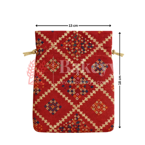 Bandhini Print Potli Bags | Perfect for Festive Gifting | Pack of 10 - Bakeyy.com - India - Bandhini Print Potli Bags | Perfect for Festive Gifting | Pack of 10 - Red / 13x18 cm 200.00