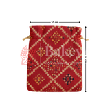 Bandhini Print Potli Bag with Drawstring – Festive Gift Pouch | Dark Pink | Pack of 10