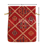 Bandhini Print Potli Bag with Drawstring – Festive Gift Pouch | Red | Pack of 10