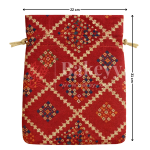 Bandhini Print Potli Bags | Perfect for Festive Gifting | Pack of 10 - Bakeyy.com - India - Bandhini Print Potli Bags | Perfect for Festive Gifting | Pack of 10 - Red / 20x25 cm 350.00