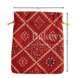 Bandhini Print Potli Bag with Drawstring – Festive Gift Pouch | Dark Pink | Pack of 10