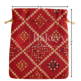 Bandhini Print Potli Bag with Drawstring – Festive Gift Pouch | Dark Pink | Pack of 10