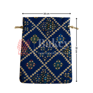 Bandhini Print Potli Bags | Perfect for Festive Gifting | Pack of 10 - Bakeyy.com - India - Bandhini Print Potli Bags | Perfect for Festive Gifting | Pack of 10 - Navy Blue / 16x20 cm 250.00