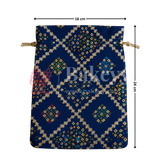 Bandhini Print Potli Bag with Drawstring – Festive Gift Pouch | Navy Blue | Pack of 10