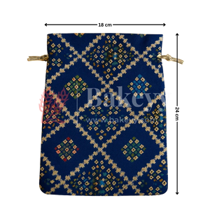 Bandhini Print Potli Bags | Perfect for Festive Gifting | Pack of 10 - Bakeyy.com - India - Bandhini Print Potli Bags | Perfect for Festive Gifting | Pack of 10 - Navy Blue / 18x24 cm 300.00