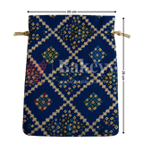 Bandhini Print Potli Bag with Drawstring – Festive Gift Pouch | Navy Blue | Pack of 10