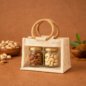 Beige_Cream_Jute_Gift_Bag_with_Transparent_Window_Round_Handles - Bakeyy.com