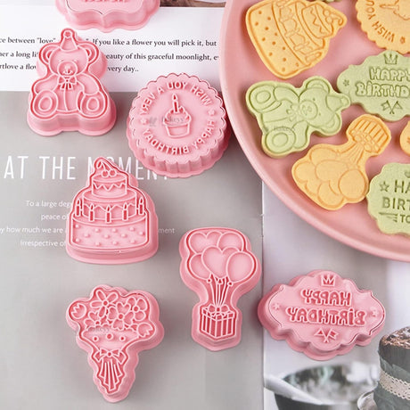 Birthday Theme Cookie Cutter & Embosser Set | 8 Piece | Pack of 1 
