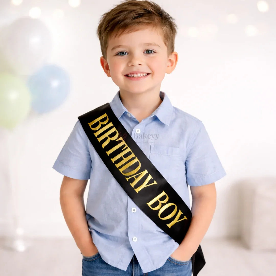 Birthday_Boy_Satin_Party_Sash_Black_with_Gold_Lettering - Bakeyy.com