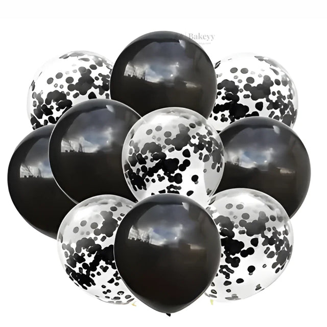 Black Balloon Set – Latex & Confetti Combo  Party Decoration Combo  10 pc Set  1 Piece