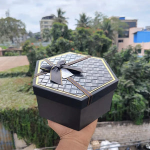 Black_Hexagon_Gift_Box_with_Ribbon - Bakeyy.com