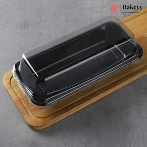Black Rectangular Container with Clear Lid | Pack of 100