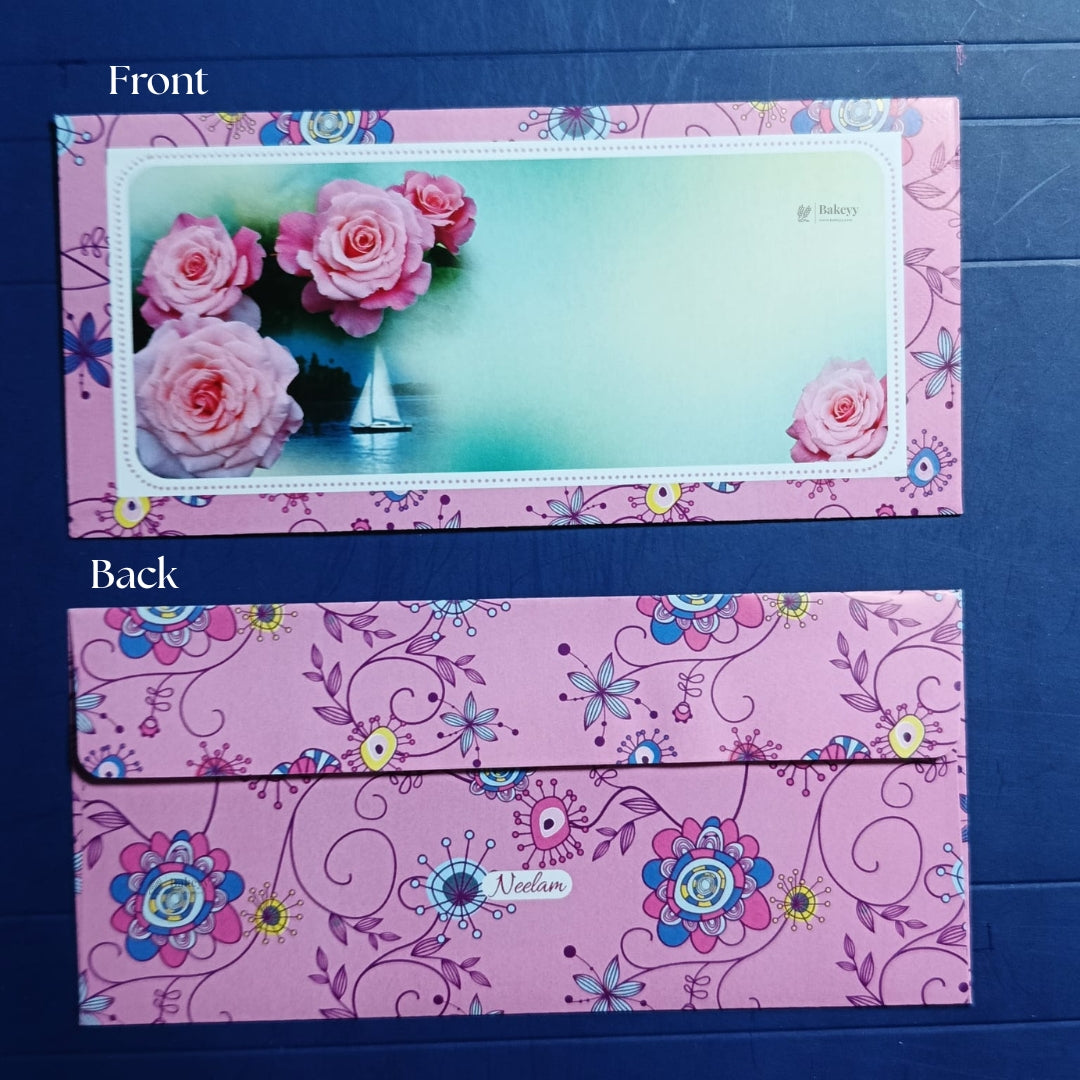 BloomScript Floral Cash Envelopes | Elegant Flower-Printed Shagun & Gift Envelopes | Multiple Designs Available | Pack of 25