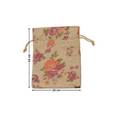 Floral Printed Jute Potli Bag | Floral Print Drawstring Pouch | 4 Sizes Available | Pack of 10 - Bakeyy.com - India - Floral Printed Jute Potli Bag | Floral Print Drawstring Pouch | 4 Sizes Available | Pack of 10 - 10x14 cm 150.00