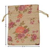 Floral Printed Jute Potli Bag | Floral Print Drawstring Pouch | 4 Sizes Available | Pack of 10 - Bakeyy.com - India - Floral Printed Jute Potli Bag | Floral Print Drawstring Pouch | 4 Sizes Available | Pack of 10 - 22x31 cm 460.00