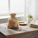 Floral Printed Jute Potli Bag | Floral Print Drawstring Pouch | 4 Sizes Available | Pack of 10