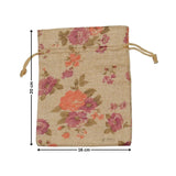Floral Printed Jute Potli Bag | Floral Print Drawstring Pouch | 4 Sizes Available | Pack of 10