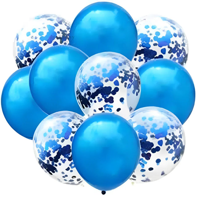 Blue Balloon Set – Latex & Confetti Combo  Party Decoration Combo  10 pc Set  1 Piece